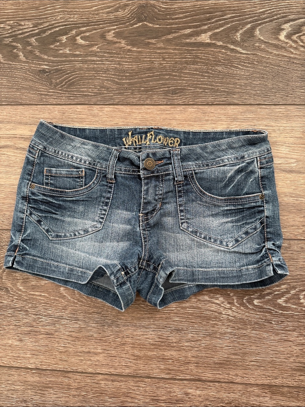 Wallflower Distressed Blue Denim Short Shorts